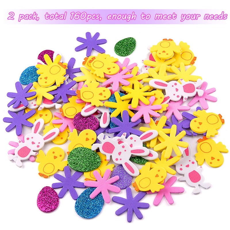 TUPARKA 160 Pcs Easter Foam Stickers Animal Shape Self Adhesive Easter Stickers Glitter Egg Stickers for Easter Day Party Crafts Home Decoration - Image 3